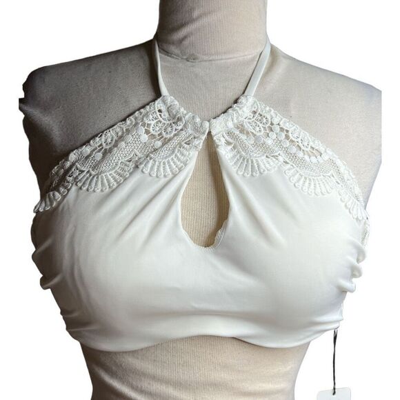 A.Che Other - A.Che Britta Halter Bikini Top in White Bora Bora NWT 32C/34B/36A